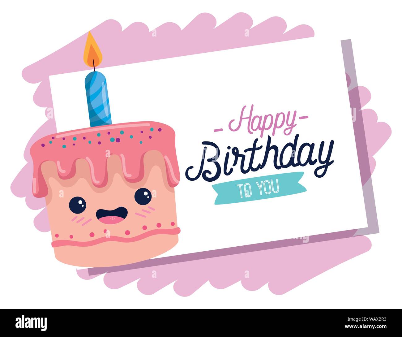 Lettre avec gâteau sucré kawaii et bougies Illustration de Vecteur