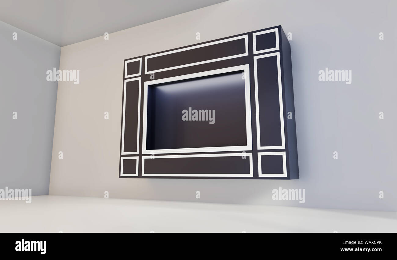 Affichage vitrine vitrine vide, avec la lumière, mettre en valeur des maquettes 3D Rendering. Banque D'Images