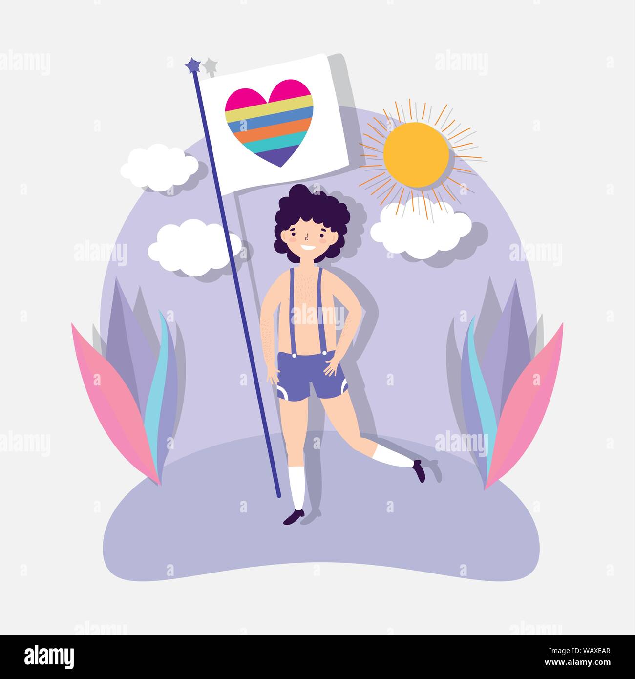 Homme gai avec un short et bretelles design illustration vecteur lgbtq drapeau Illustration de Vecteur