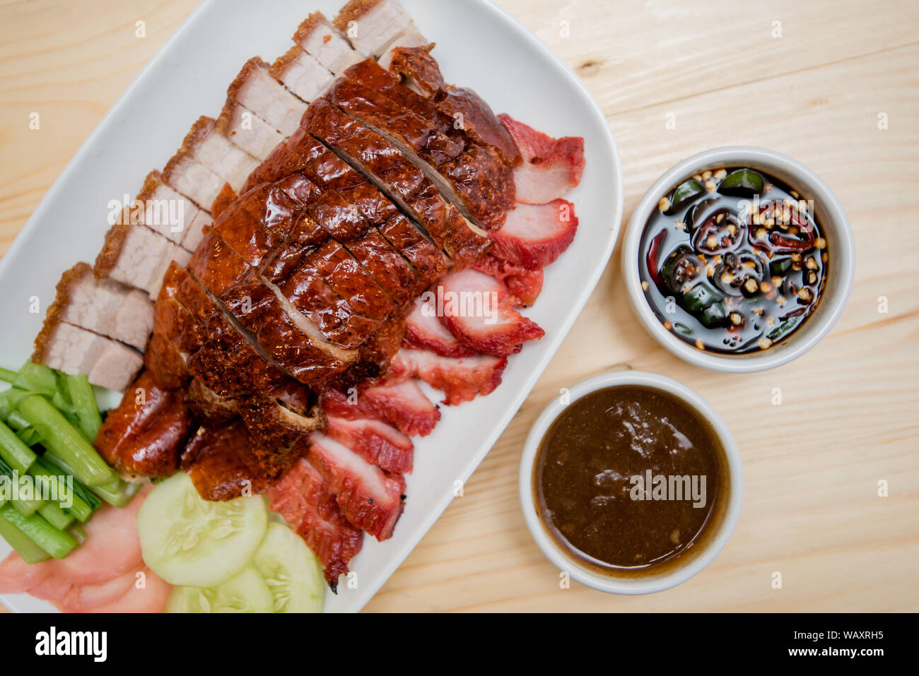 Canard rôti et rôti de porc, cuisine chinoise, cuisine Thaïlandaise Banque D'Images