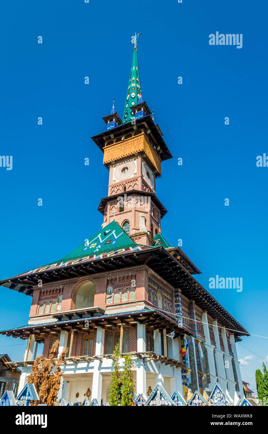 Sapanta, Maramures, Roumanie - 17 août 2019 : Avis de Cimetière Joyeux de Sapanta Banque D'Images