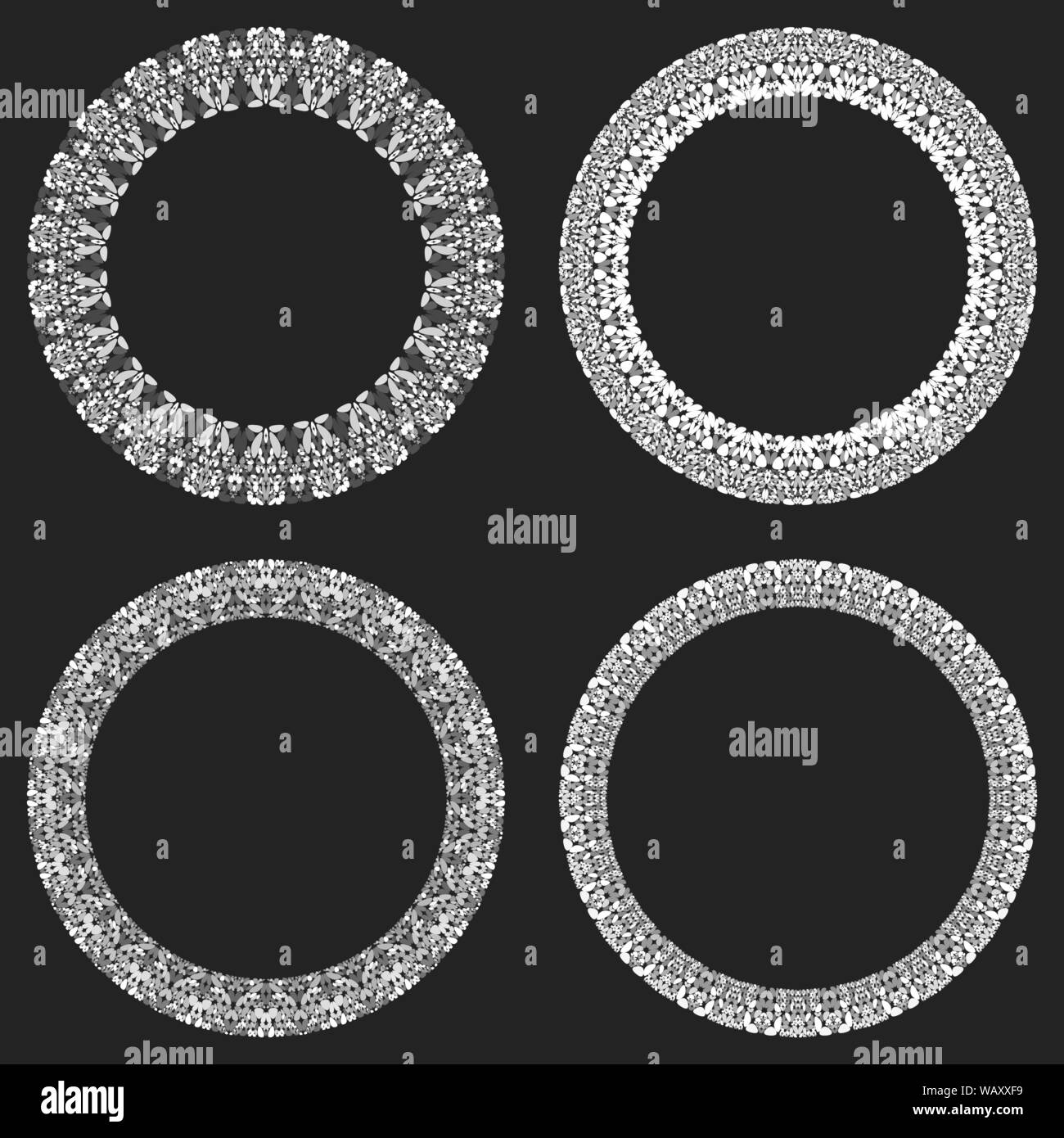 Ensemble de 4 cadres ronds mosaïque en gravier - dessins vectoriels wreath Illustration de Vecteur