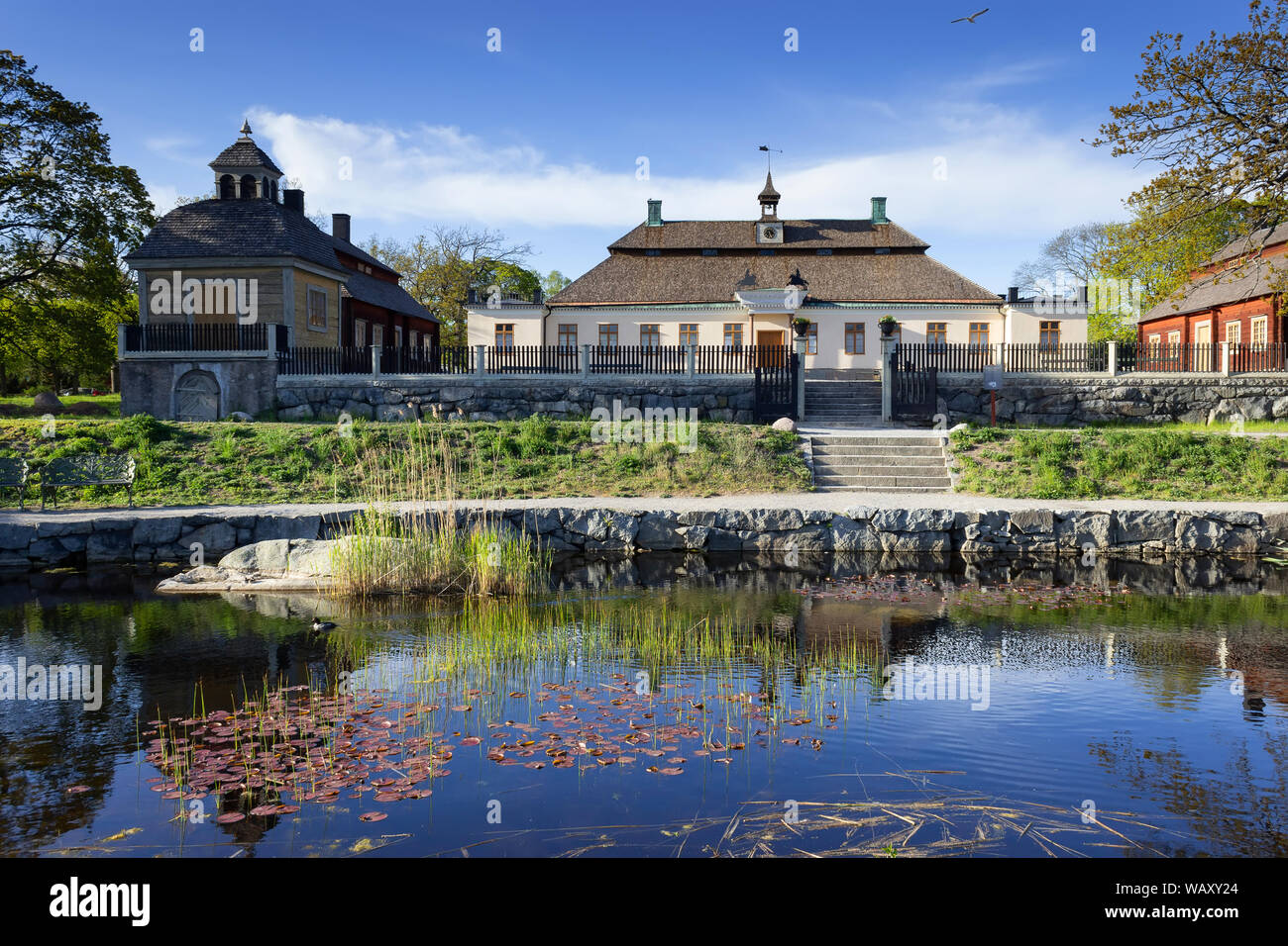 Résidence Herrgard (suédoise pour) de Skogaholm.Attraction dans le parc du musée en plein air de Skansen. Banque D'Images
