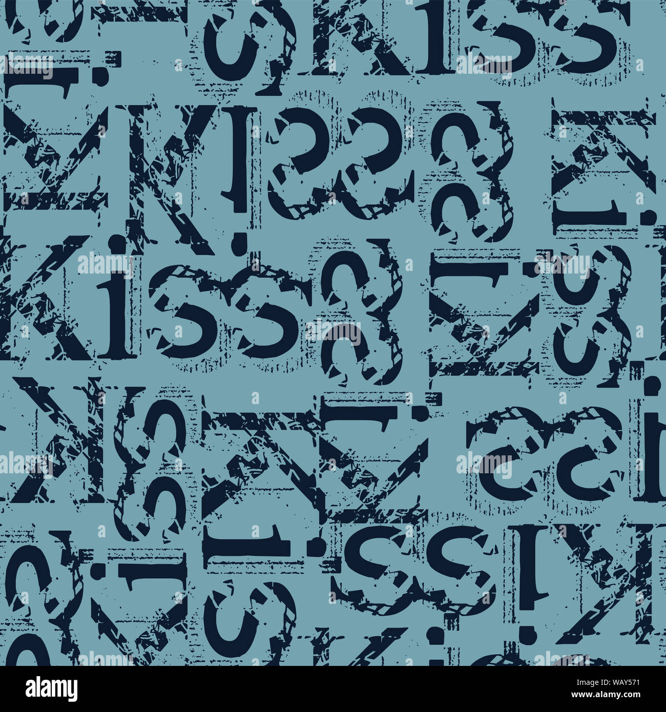 La mode la mode texte kiss marine design pattern Banque D'Images