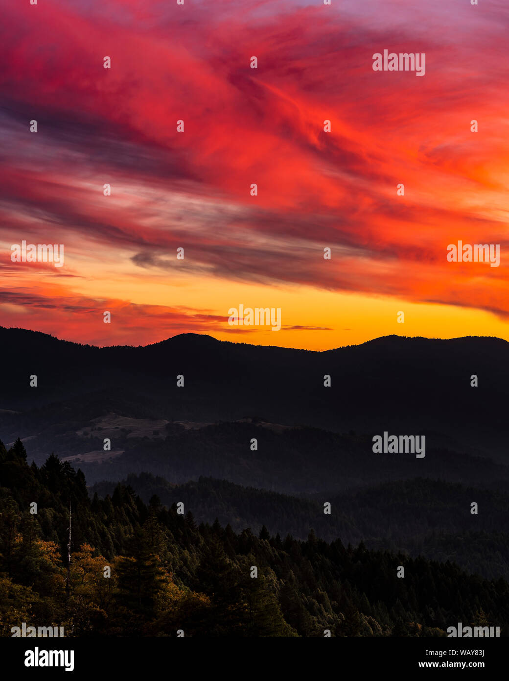 Coucher du soleil en automne incroyable Mendocino, Californie Banque D'Images