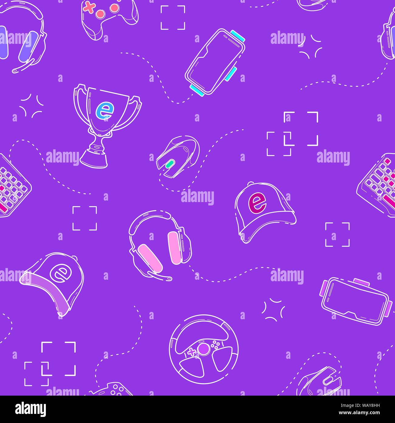 Gadgets Jeux motif transparent, contour. Loisirs, PC et console de jeux, les thèmes sur fond violet. Illustration de Vecteur Gadgets Jeux motif transparent, contour. Loisirs, PC et console de jeux, les thèmes sur fond violet. Illustration de Vecteur