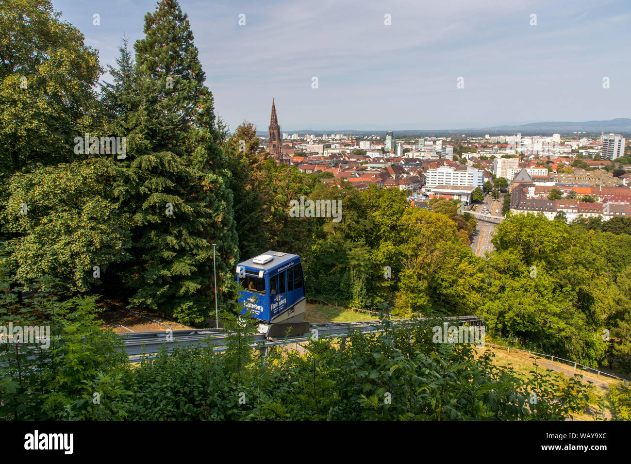 Fribourg en Brisgau, téléphérique, train de montagne, château sur la colline du château, Banque D'Images