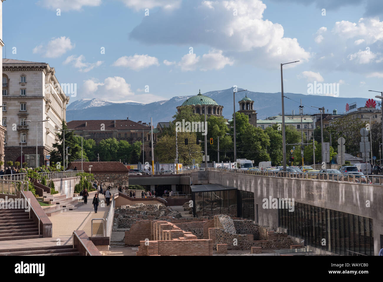 Sofia, Bulgarie - Mai 2, 2019 : Ancienne demeure de Serdica complexe archéologique au centre de Sofia. Banque D'Images