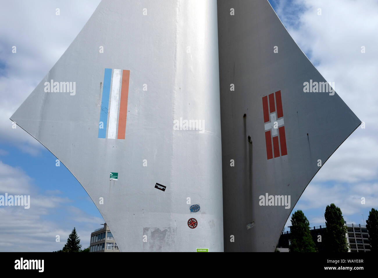 Vue d'Dreilandereck, un monument à Bâle, elle marque le point où les frontières de trois de la Suisse, l'Allemagne et la France se rencontrent. Banque D'Images