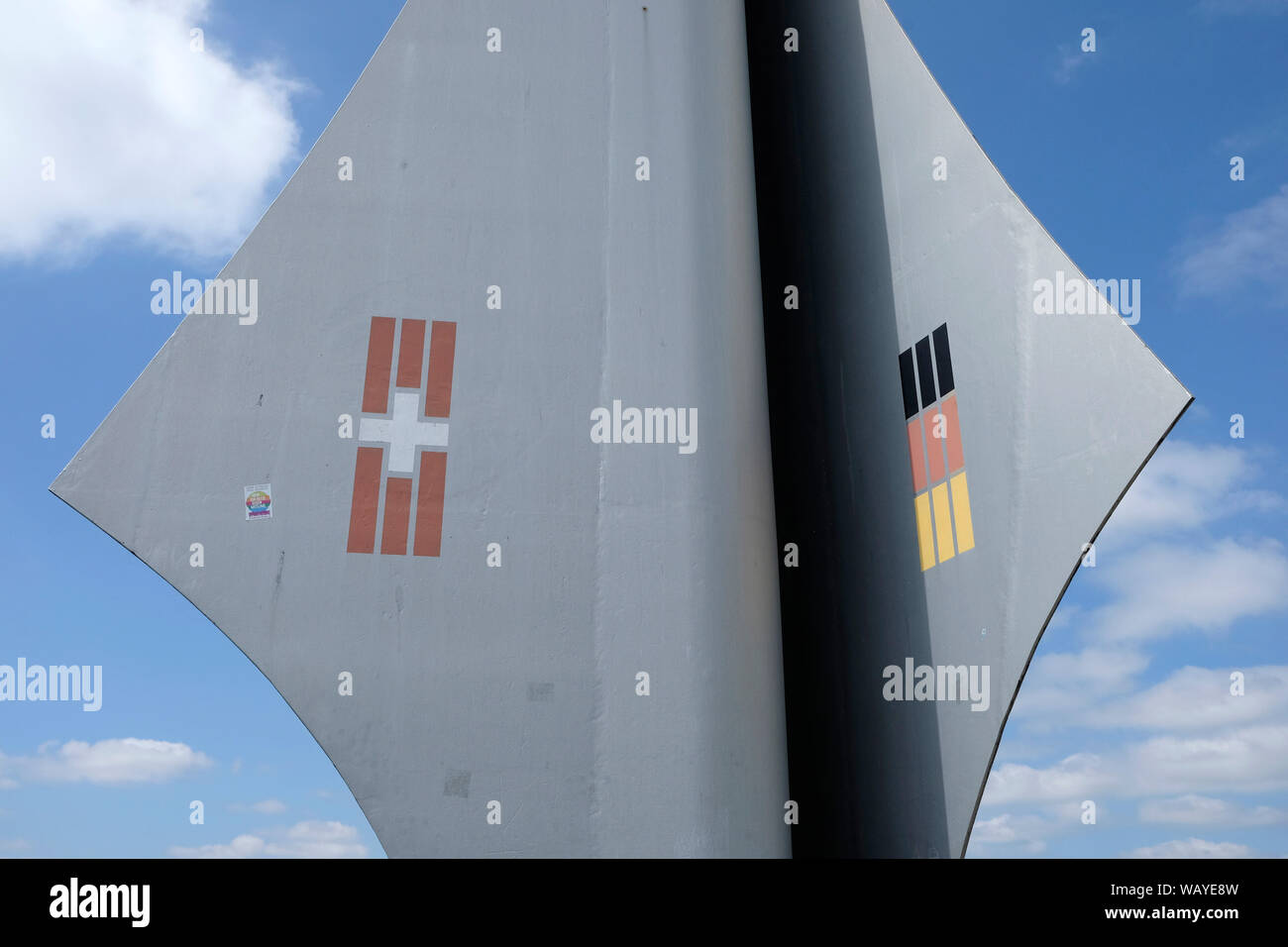 Vue d'Dreilandereck, un monument à Bâle, elle marque le point où les frontières de trois de la Suisse, l'Allemagne et la France se rencontrent. Banque D'Images