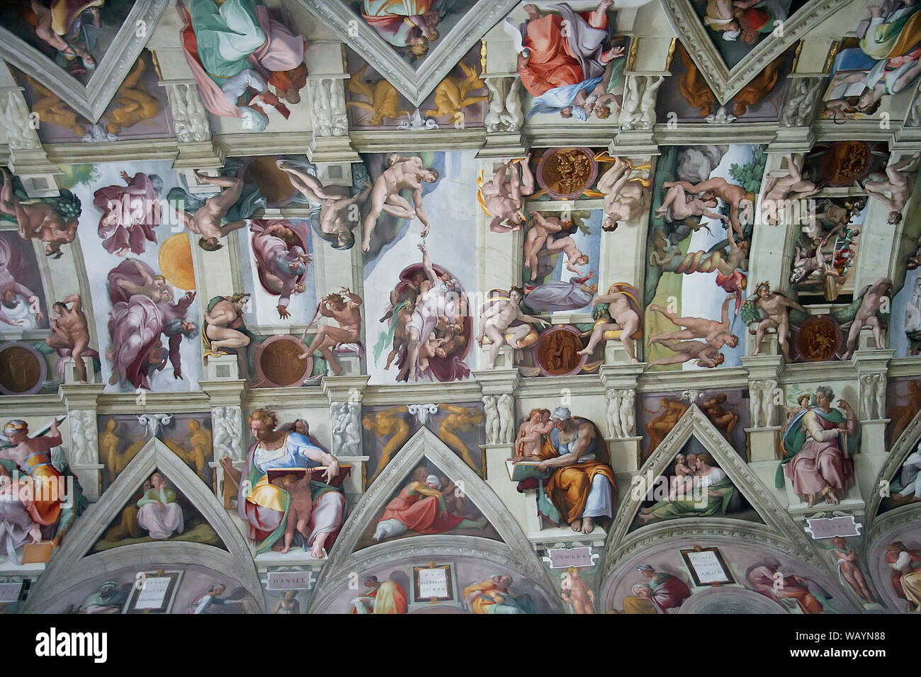 Plafond de la Chapelle Sixtine, Vatican, Rome, Italie Banque D'Images