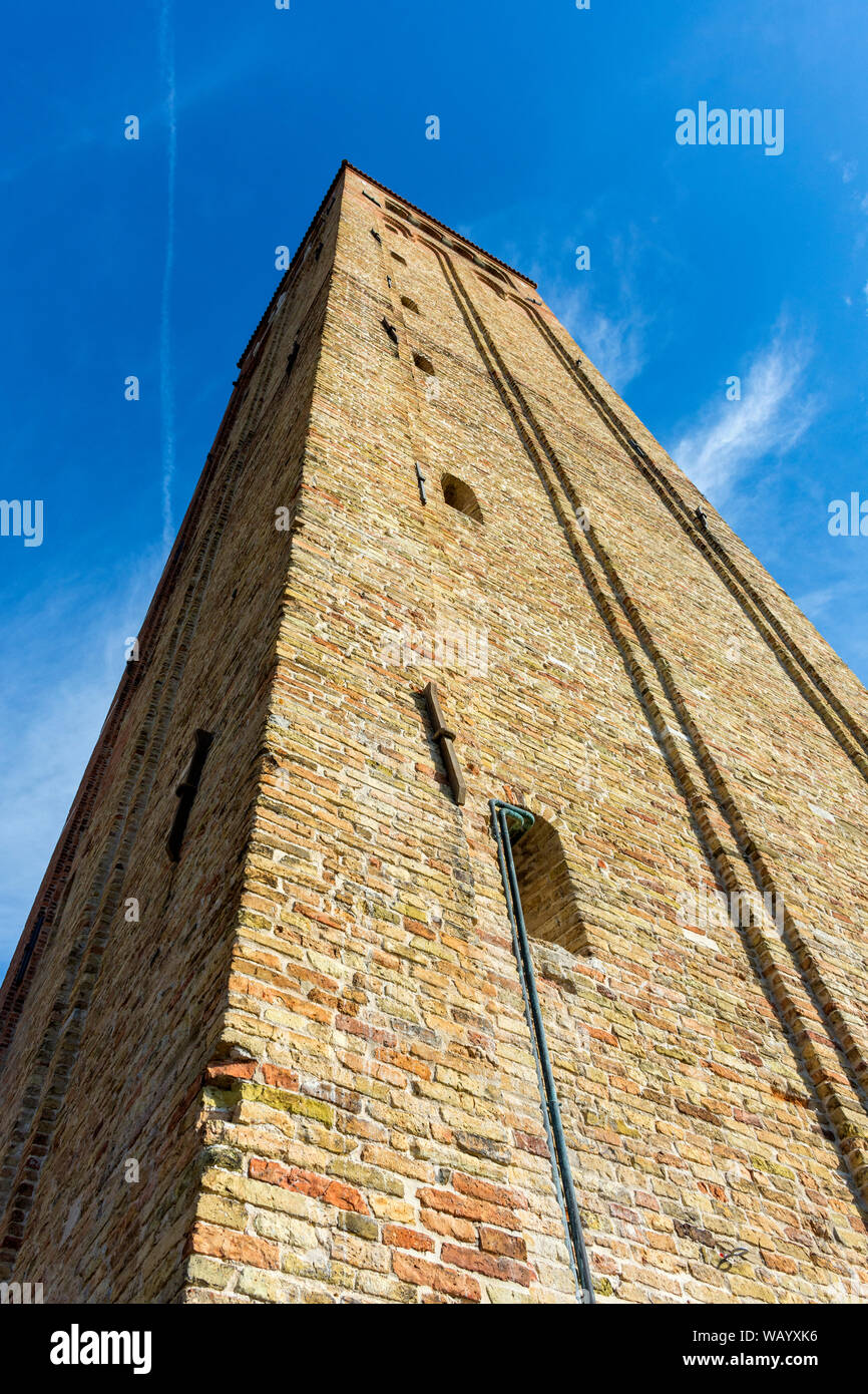Le Campanile (clocher) de la Basilica di Santa Maria Assunta, l'île de Torcello, Laguna Veneto, Italie Banque D'Images