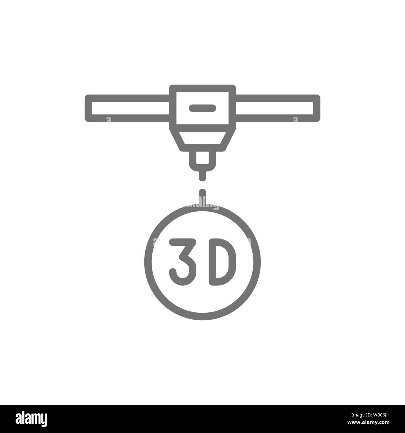 La modélisation 3D, l'imprimante industrielle, l'icône de la ligne du modèle en 3 dimensions. Illustration de Vecteur