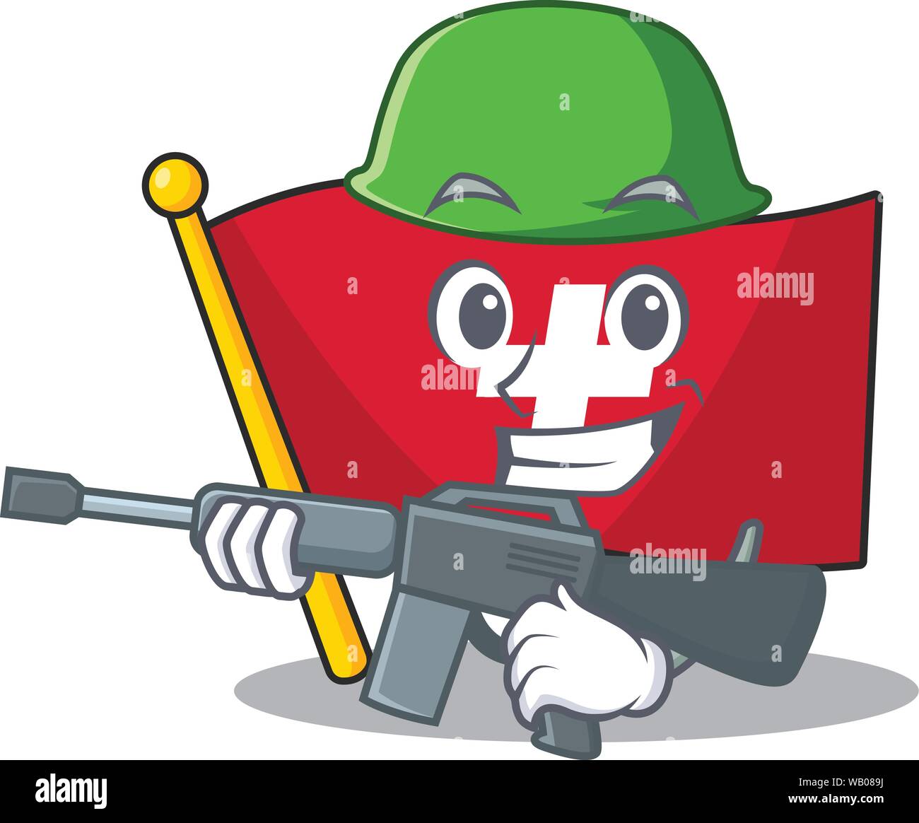 Drapeau de l'armée suisse avec la forme de la mascotte Illustration de Vecteur