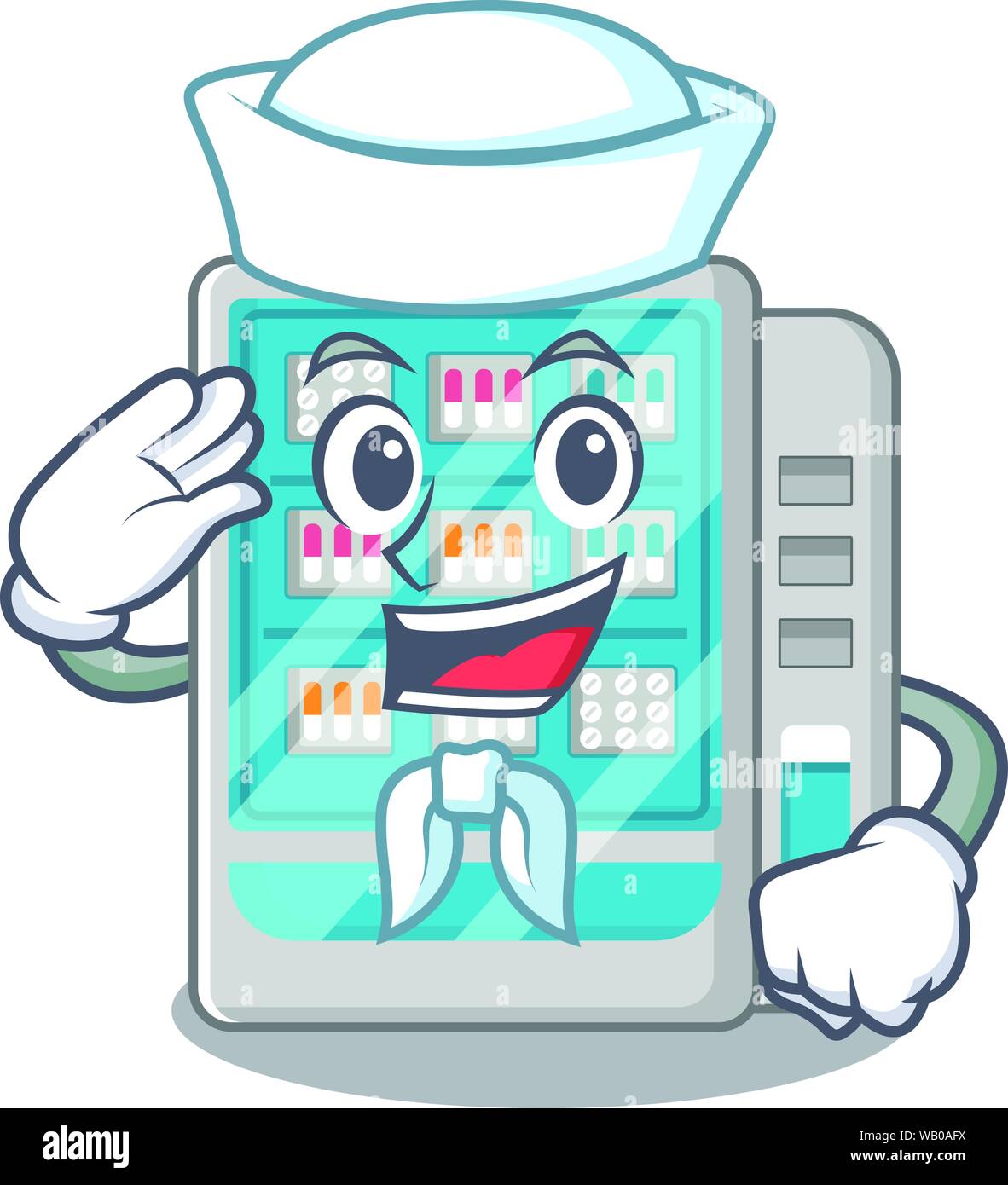 Médicaments marin distributeur automatique sur le dessin animé Illustration de Vecteur
