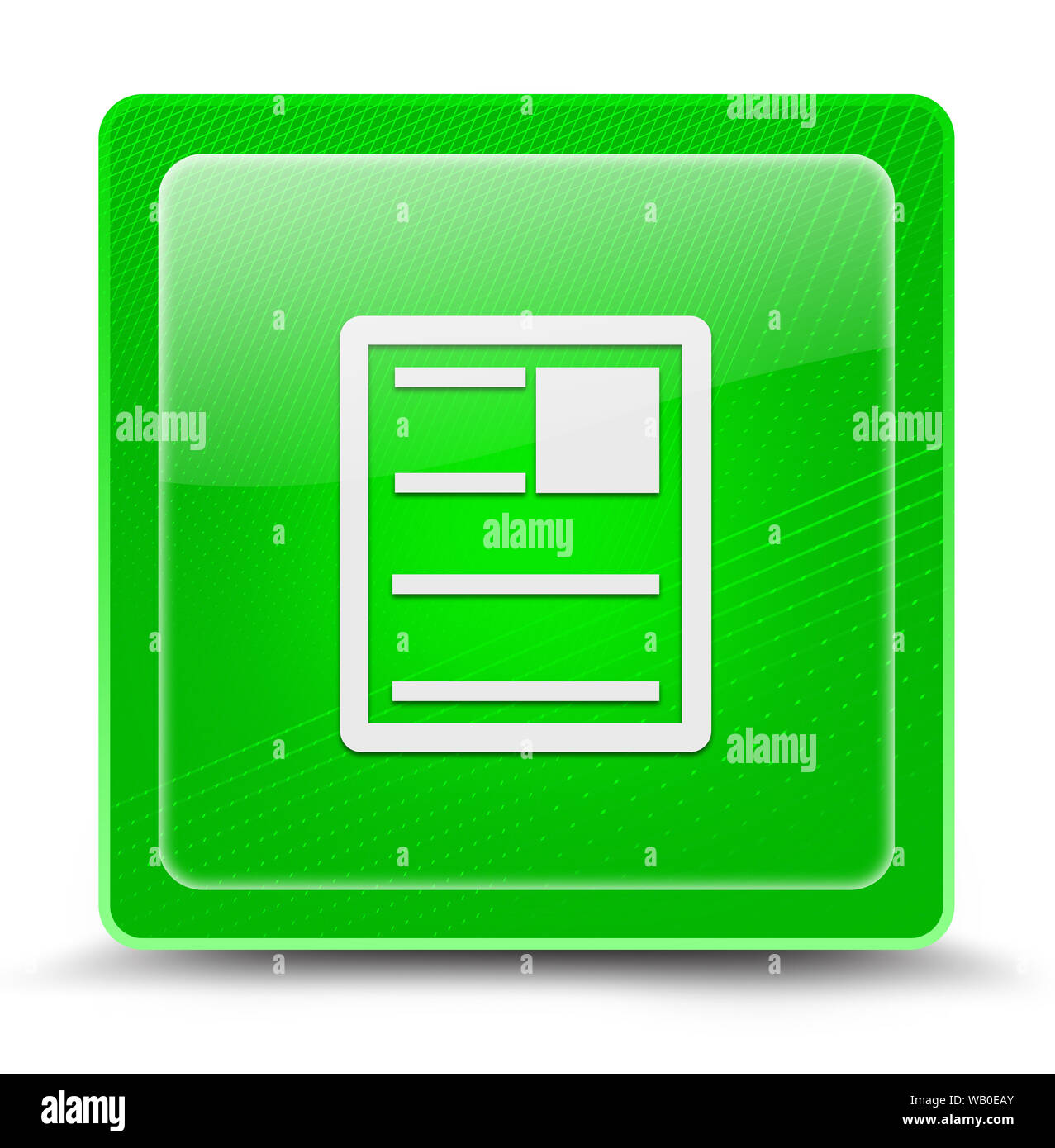 L'icône News isolé sur la place verte bouton glassy abstract illustration Banque D'Images