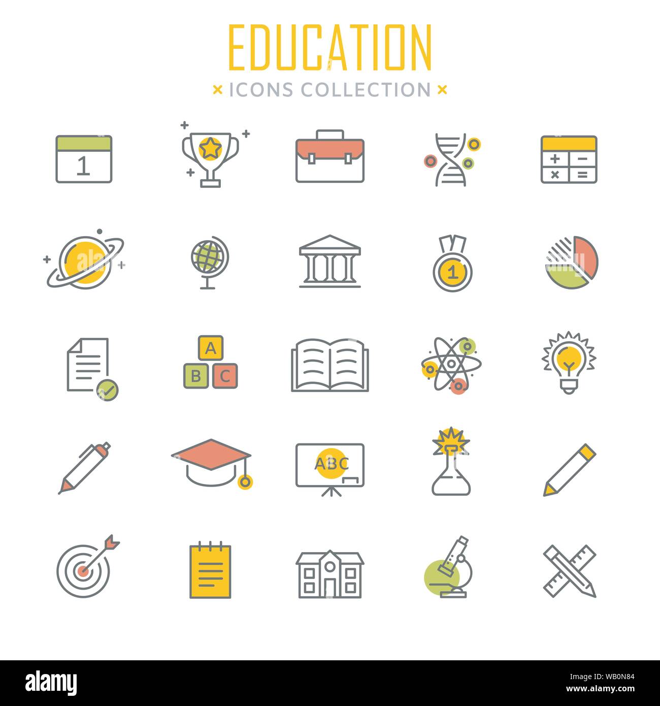 Collection d'icônes de ligne mince d'éducation Illustration de Vecteur