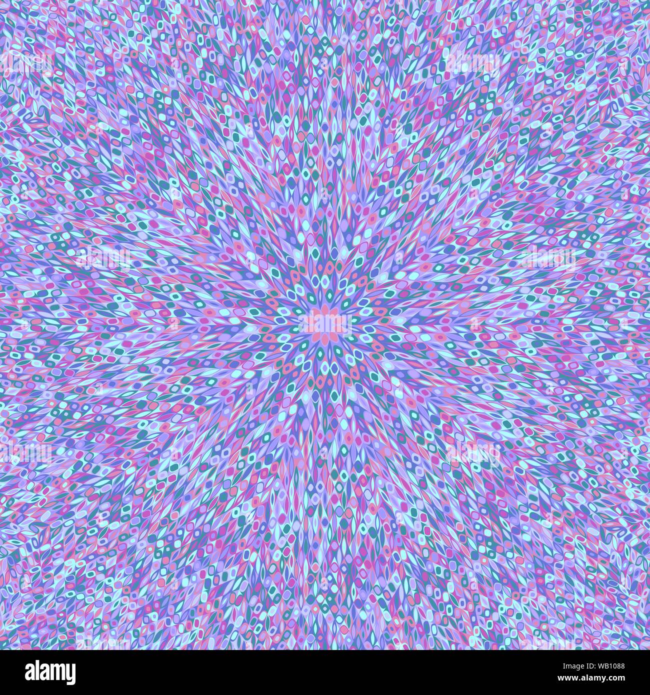 Hypnotique dynamique radiale - arrière-plan géométrique mosaïque circulaire abstract floral design graphique vectoriel psychédélique avec des formes géométriques Illustration de Vecteur