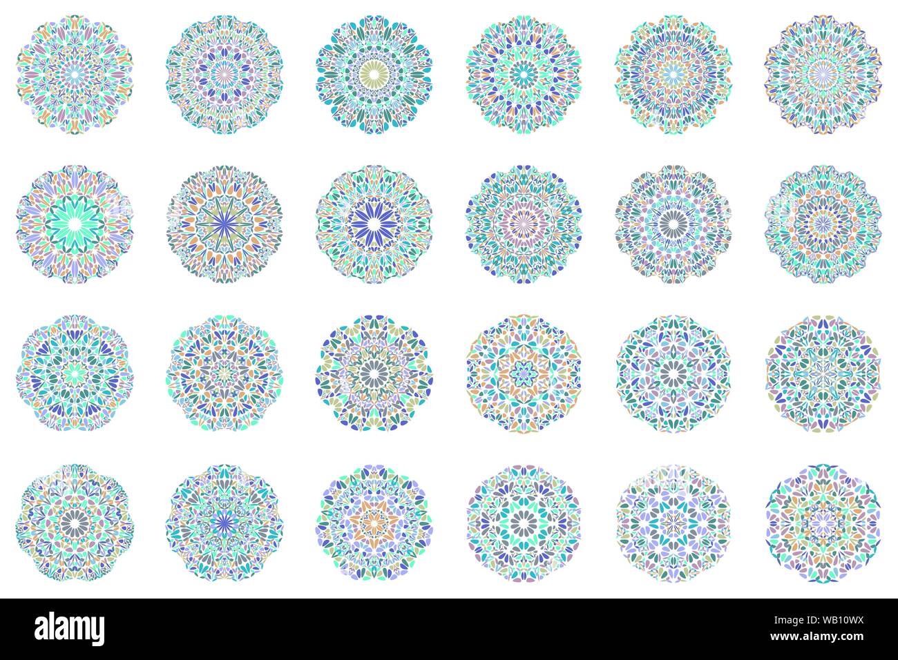Mandala floral orné de symboles d'- abstract illustration vectorielle circulaire à partir de formes courbes Illustration de Vecteur