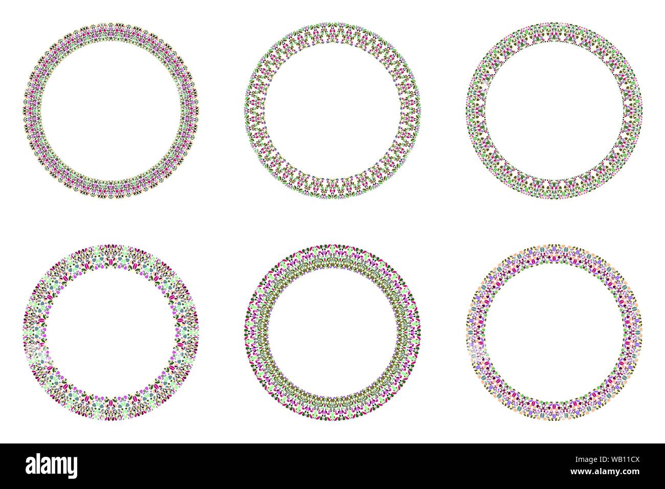 Jeu de cadres en mosaïque géométrique - série résumé vecteur conception circulaire sur fond d'éléments Illustration de Vecteur