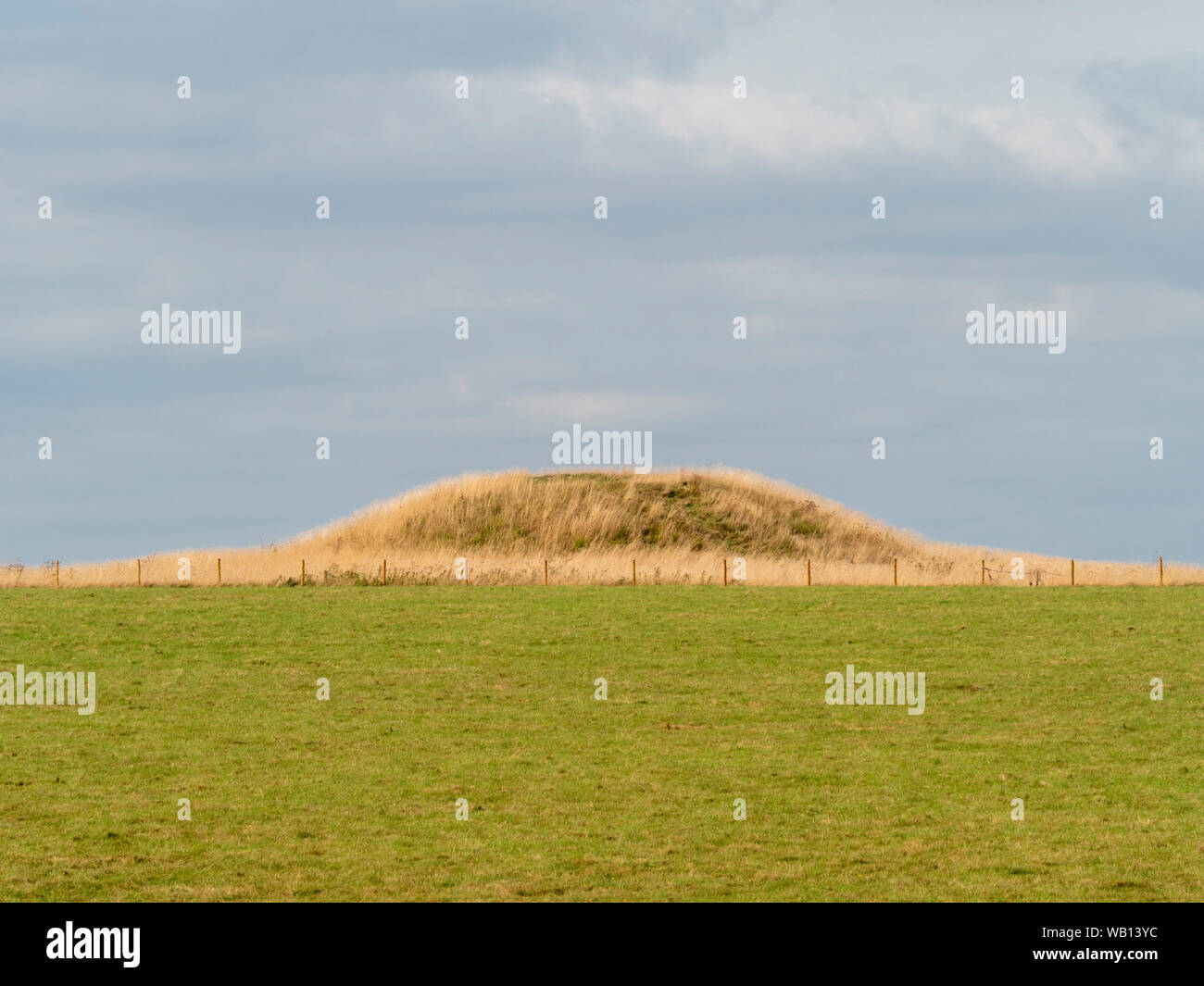 Mound (Barrow). L'un des cursus des castrats, un Néolithique et âge du Bronze round barrow cimetière situé au sud de surtout l'extrémité ouest de la Stonehenge Banque D'Images