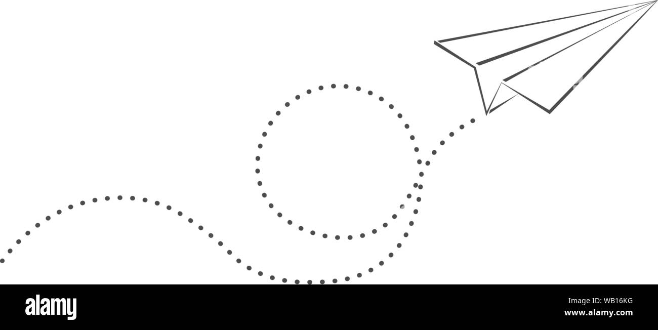 Avion en papier simple et la trajectoire de vol en spirale vector illustration Illustration de Vecteur