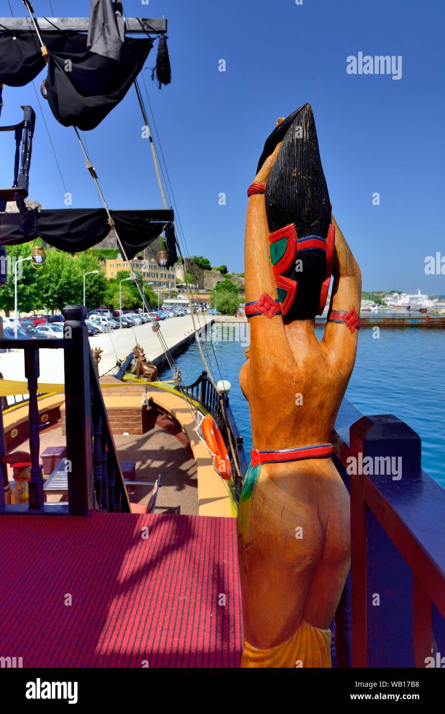 Bateau de pirate du prince,Black,rose,Grèce CORFOU Banque D'Images