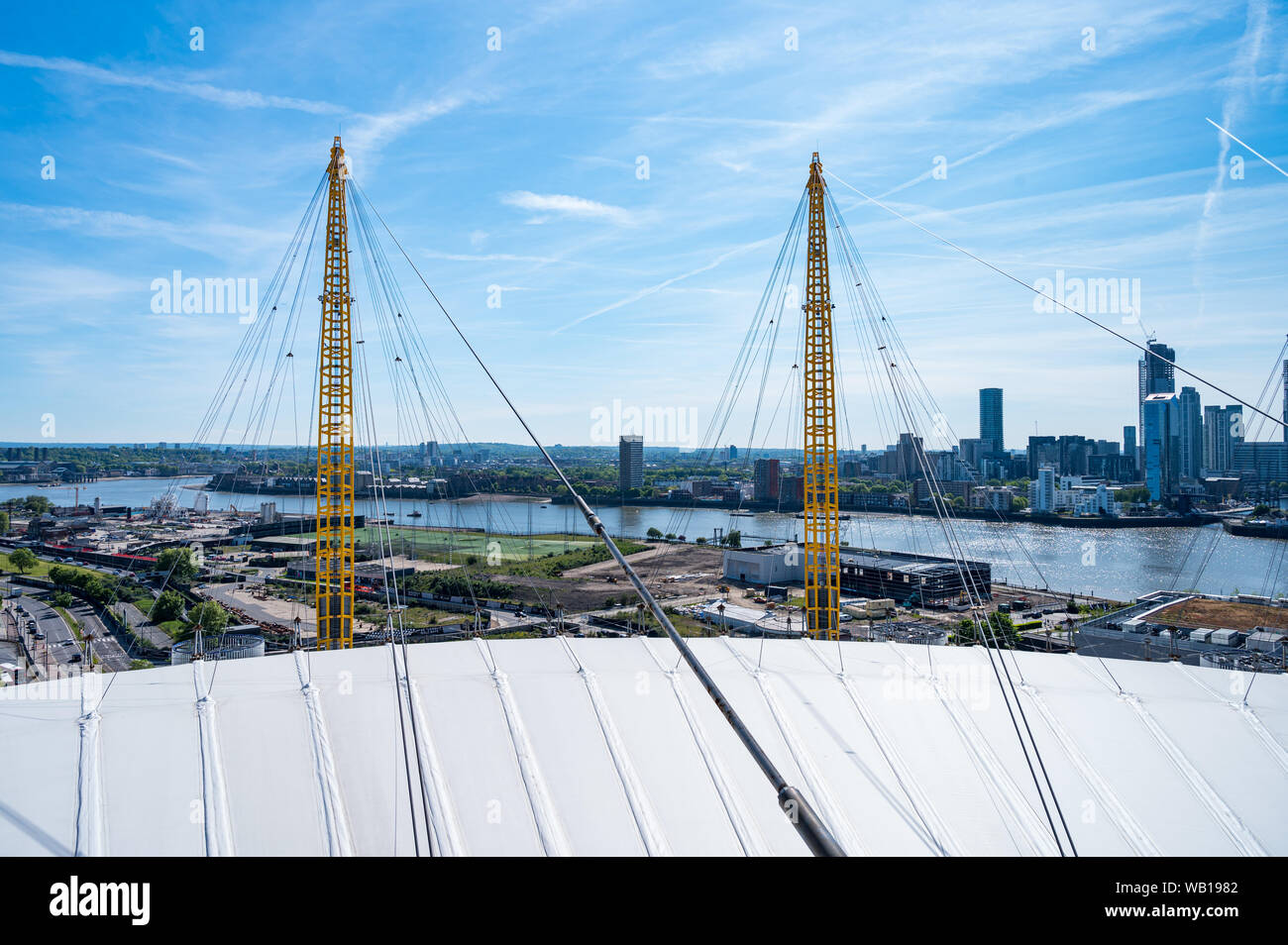 Jusqu'à l'O2, o2, tour de toit fait du millénaire, Greenwich, Londres Banque D'Images
