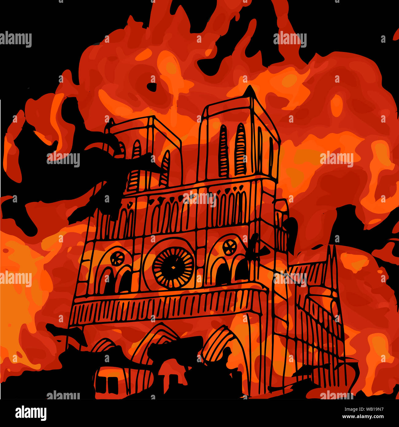 Notre dame paris incendie flamme Banque de photographies et d’images à