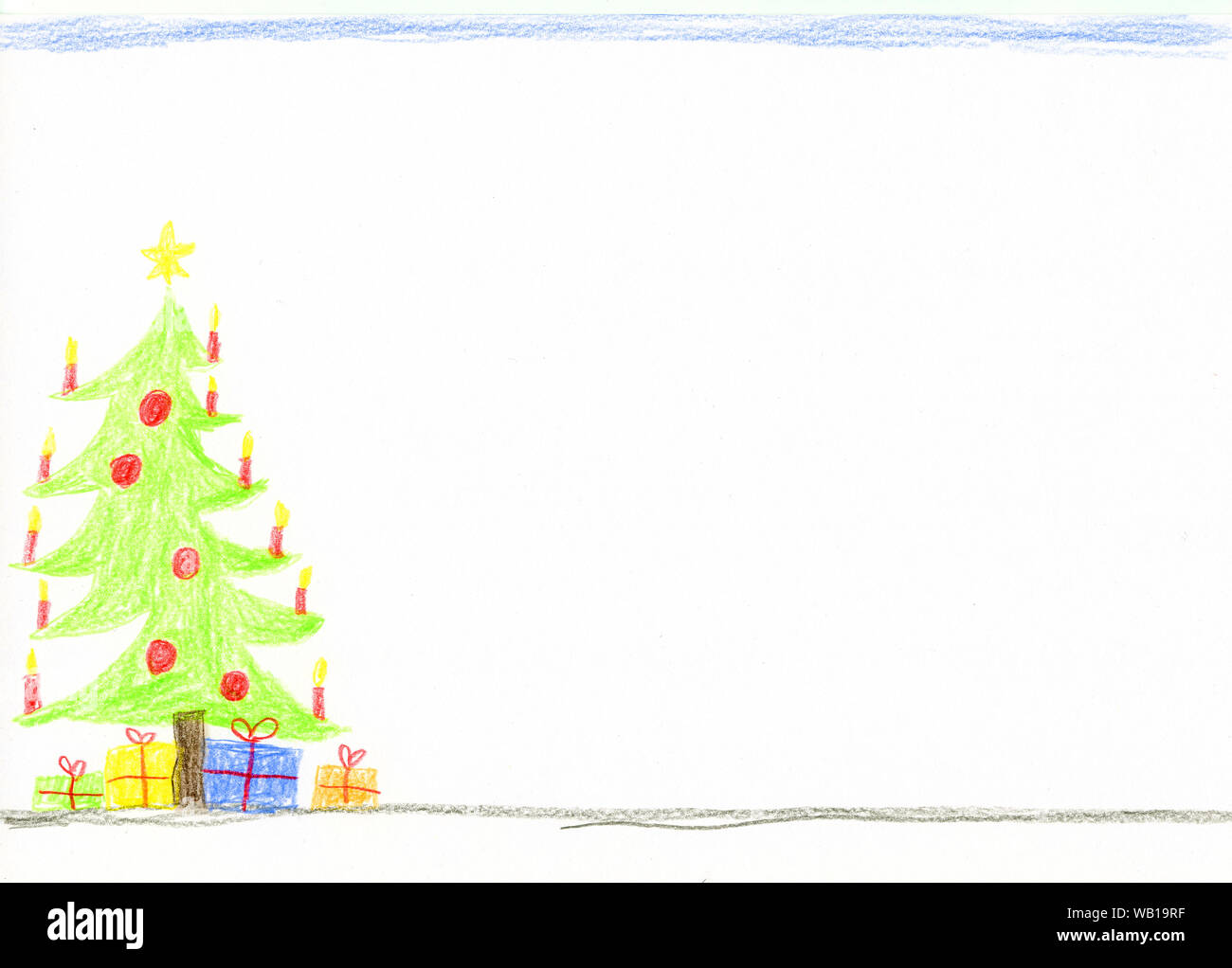 Décorées de dessins d'enfants avec l'arbre de Noël et présente Banque D'Images