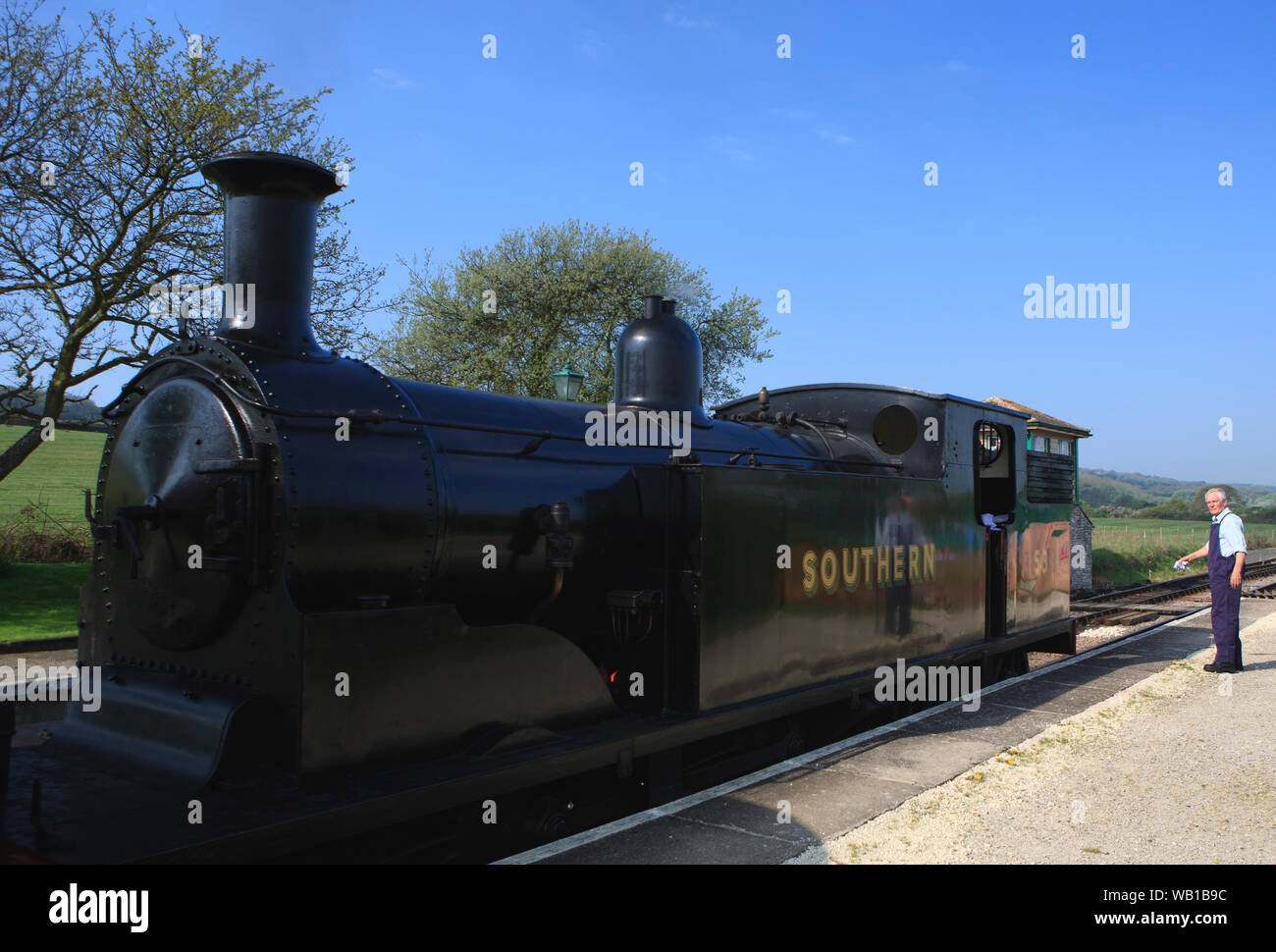 La station à Harman's Cross sur le chemin de fer Swanage, Dorset, Angleterre, fonctionnant à vapeur, trains de Swanage à Corfe Castle. Banque D'Images