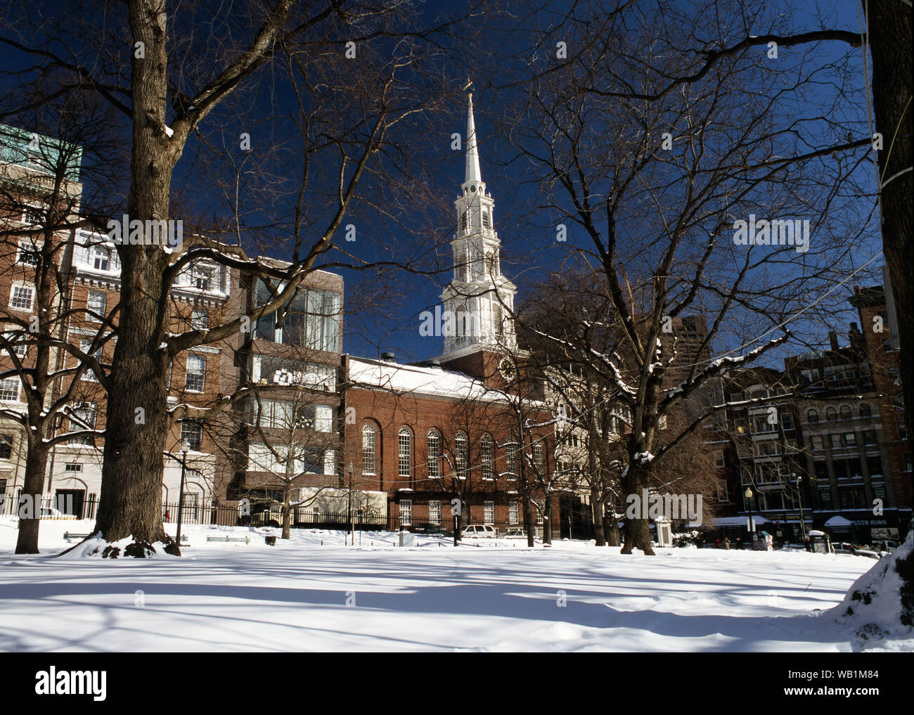 Boston commune avec de la neige fraîche Banque D'Images