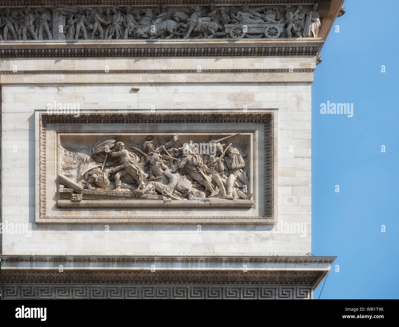 PARIS, FRANCE - 03 AOÛT 2018 : sculpture sur l'Arc de Triomphe de l'étoile Banque D'Images