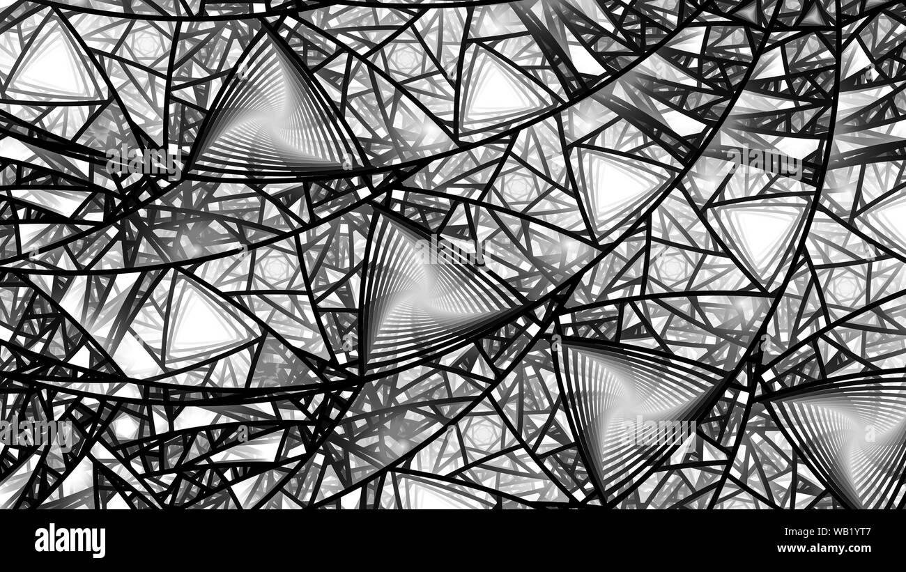 Vitraux lumineux, générée par ordinateur, cartes d'intensité abstrait modèle triangulaire, 8k, 3D Rendering Banque D'Images