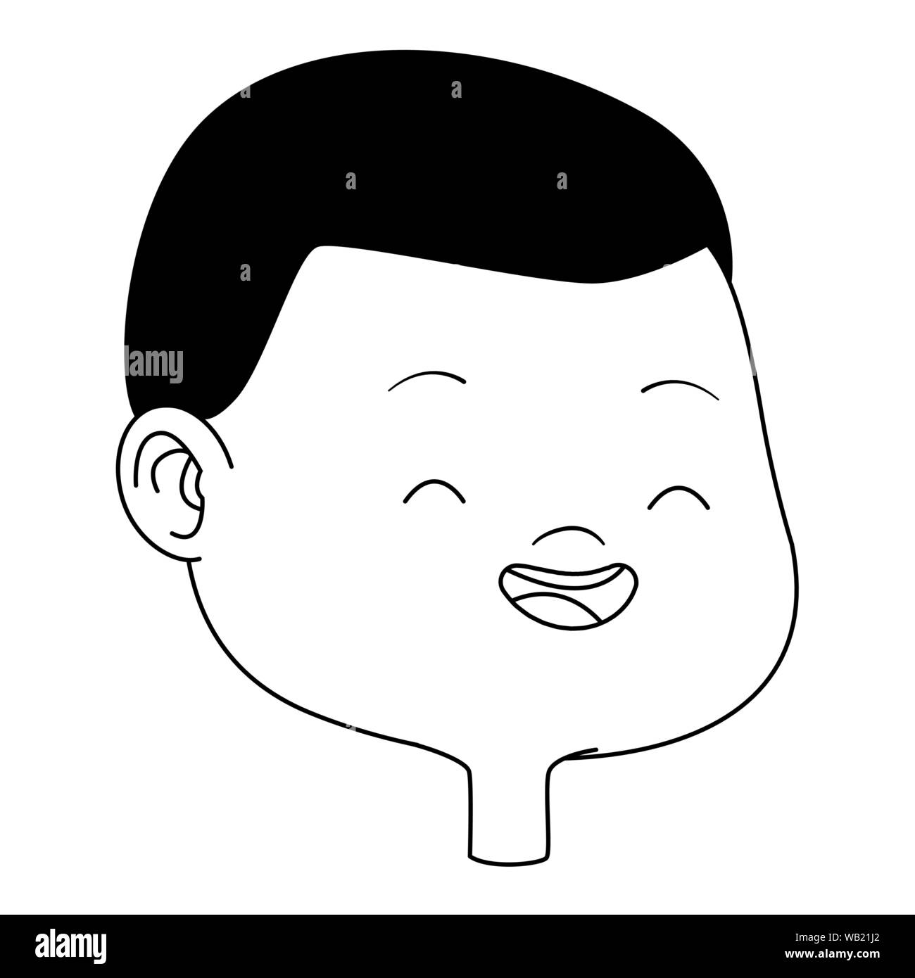 Happy kid visage souriant de dessins animés en noir et blanc Illustration de Vecteur