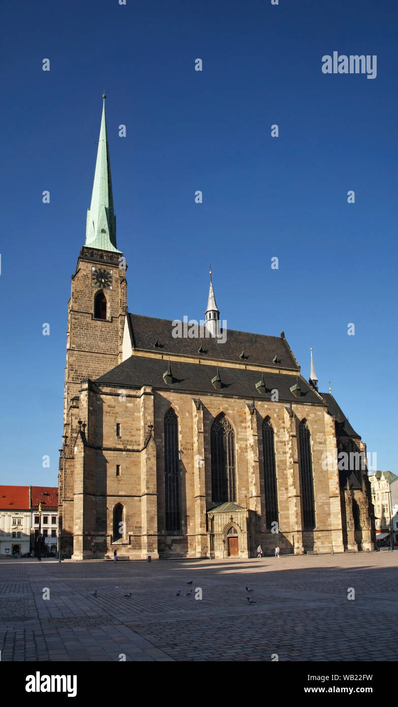 Cathédrale de Saint Barthélémy au square de la République à Plzen. République tchèque Banque D'Images