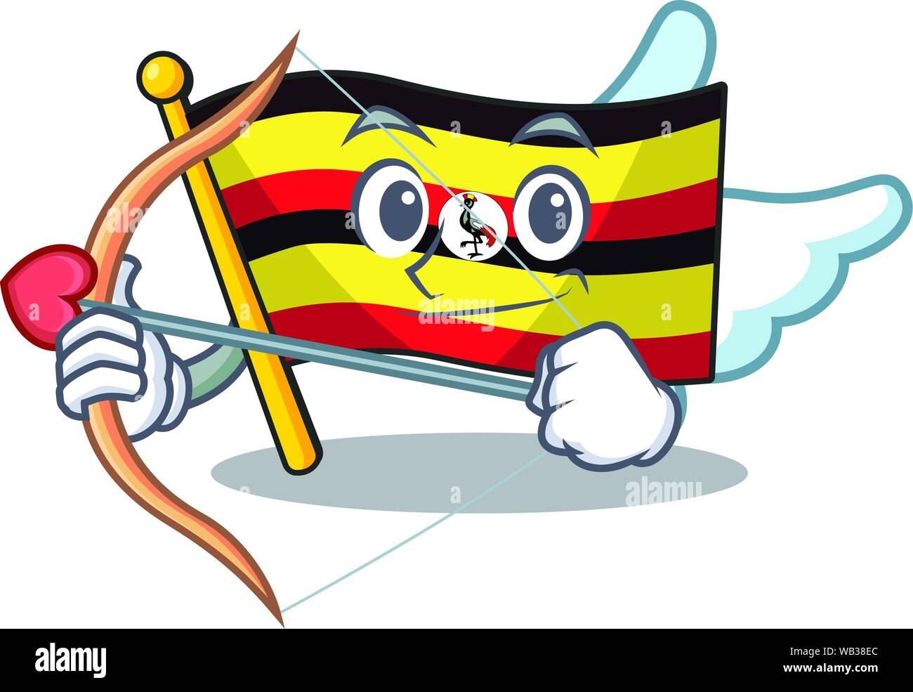 L'Ouganda a volé le drapeau Cupidon pôle de caractères Illustration de Vecteur