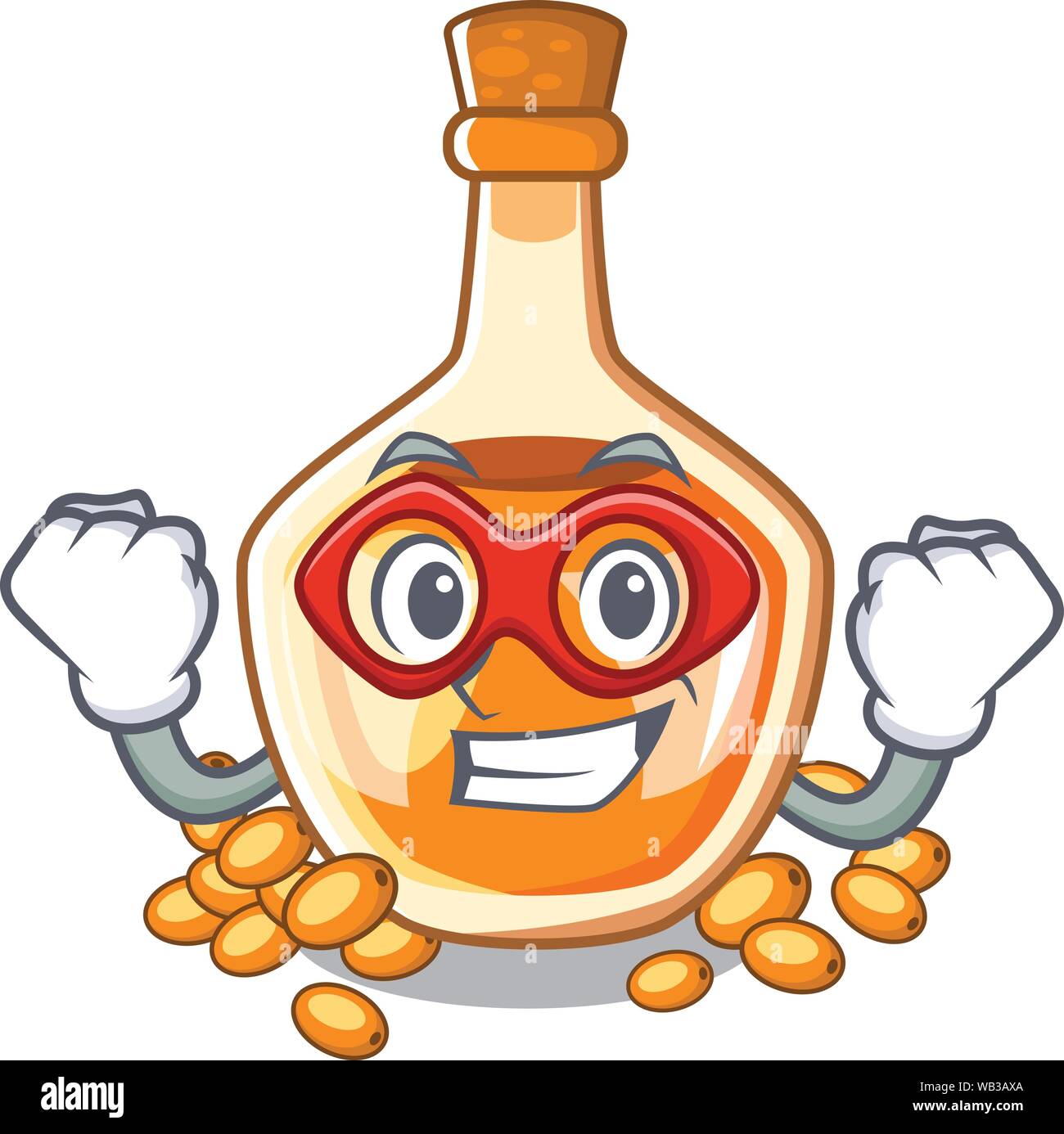 L'huile d'argousier de super héros isolé sur Mascot Illustration de Vecteur