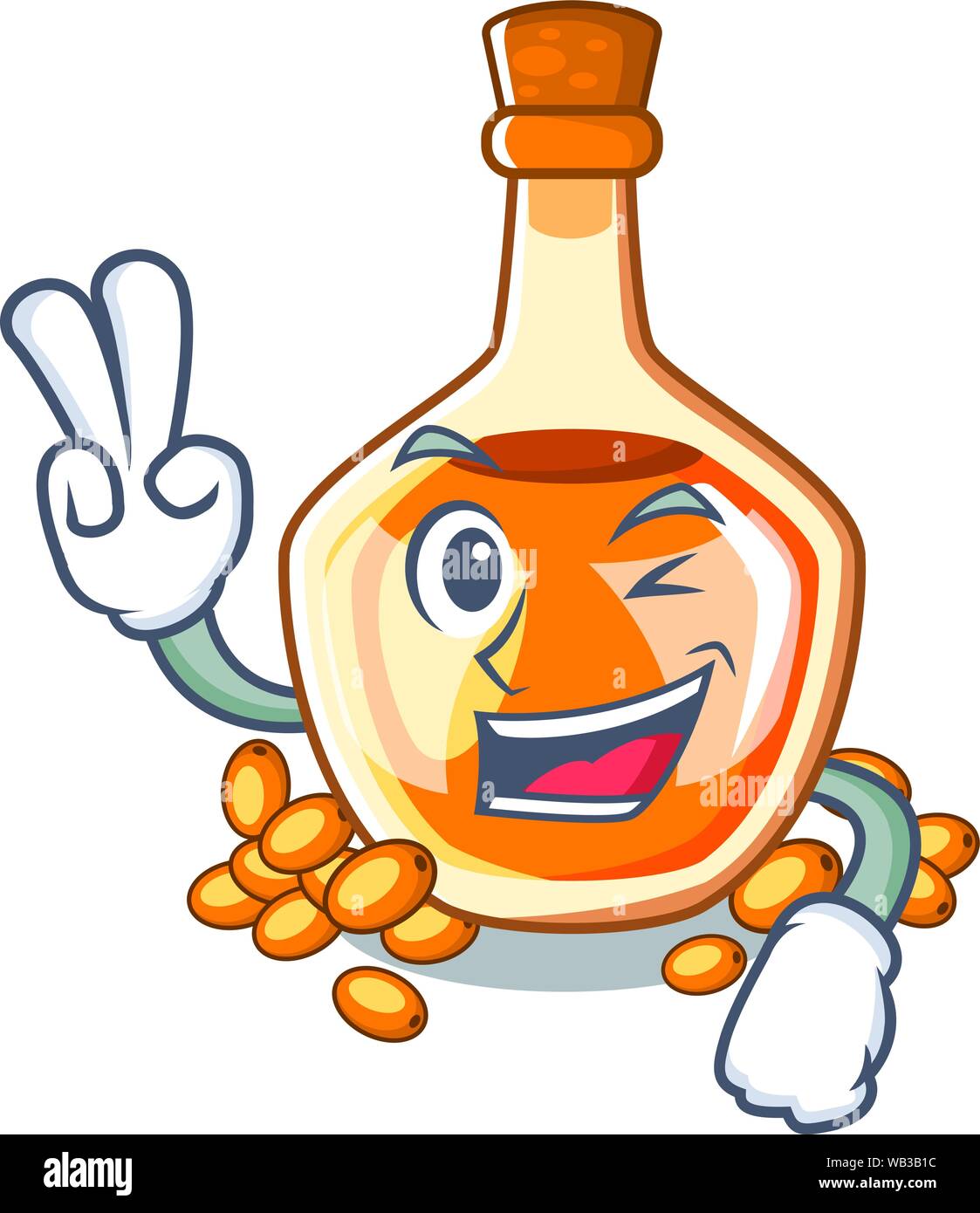 L'huile d'argousier à deux doigts isolé sur Mascot Illustration de Vecteur