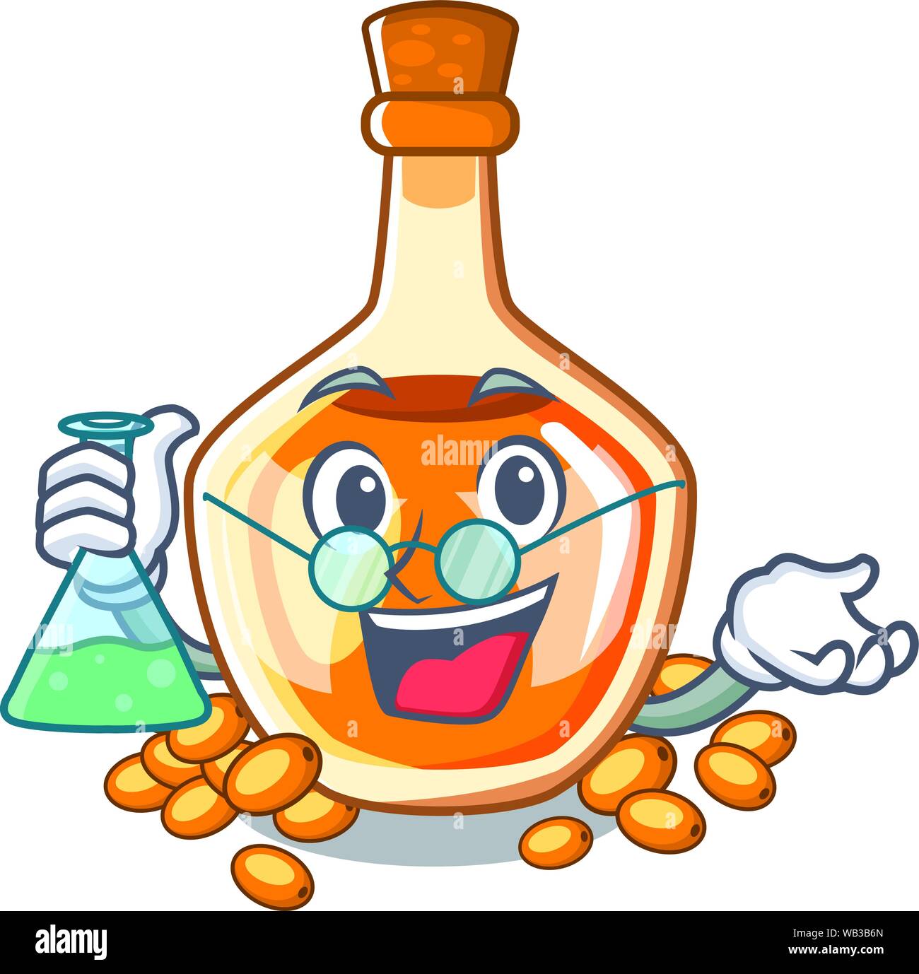 L'huile d'argousier professeur isolé sur Mascot Illustration de Vecteur