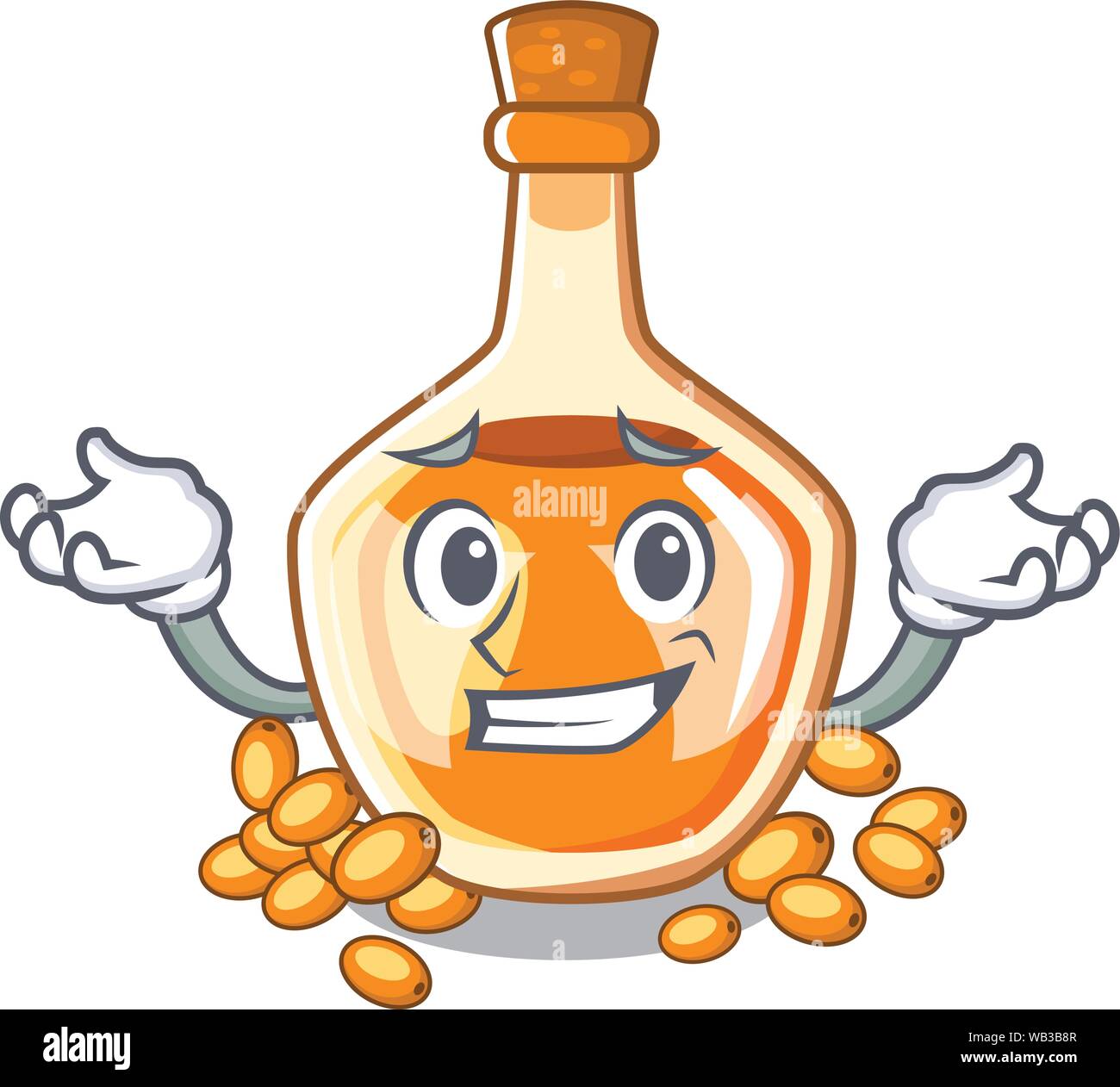 L'huile d'argousier grimaçant isolé sur Mascot Illustration de Vecteur