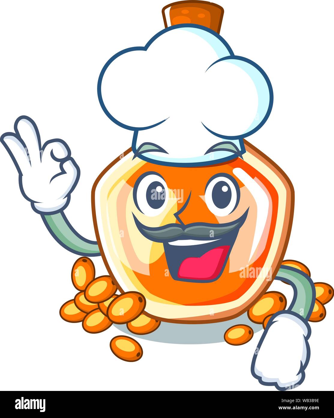 L'huile d'argousier Chef isolé sur Mascot Illustration de Vecteur
