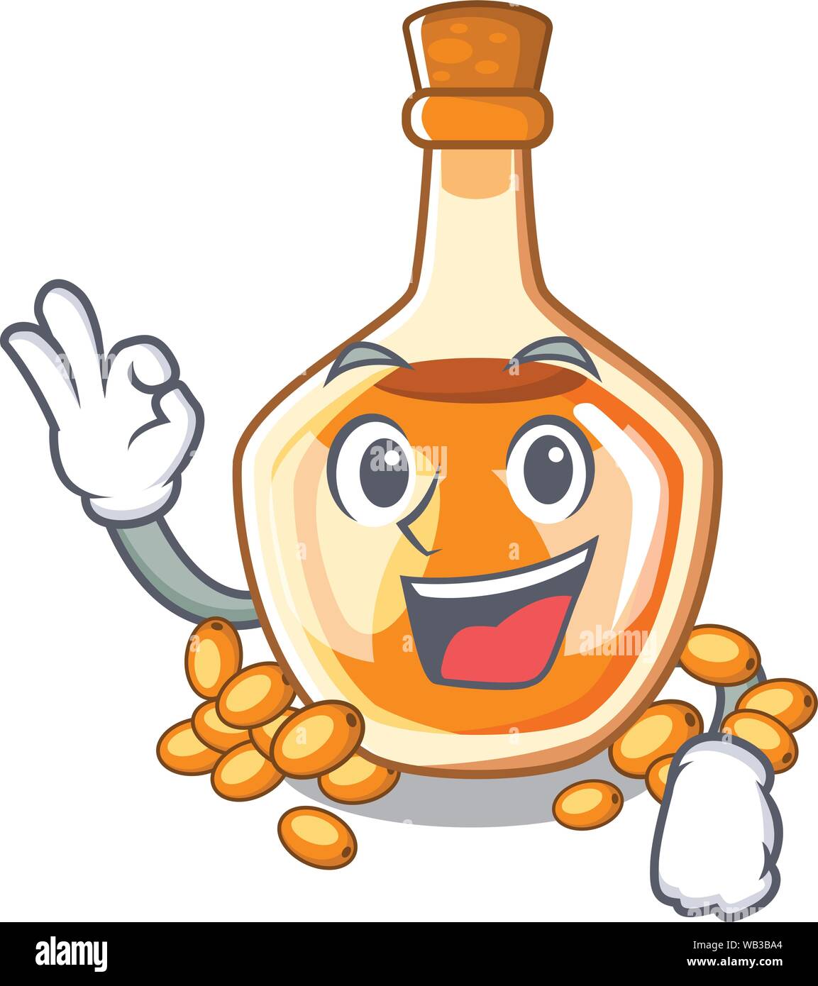 L'huile d'argousier bien isolé sur Mascot Illustration de Vecteur
