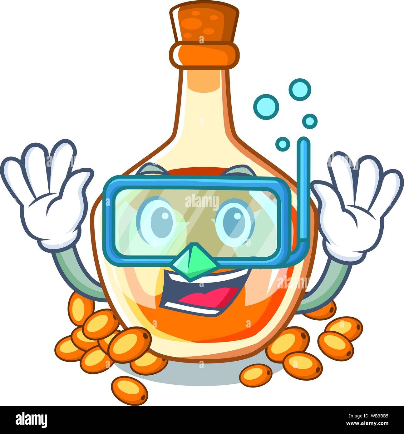 L'huile d'argousier plongée isolé sur Mascot Illustration de Vecteur