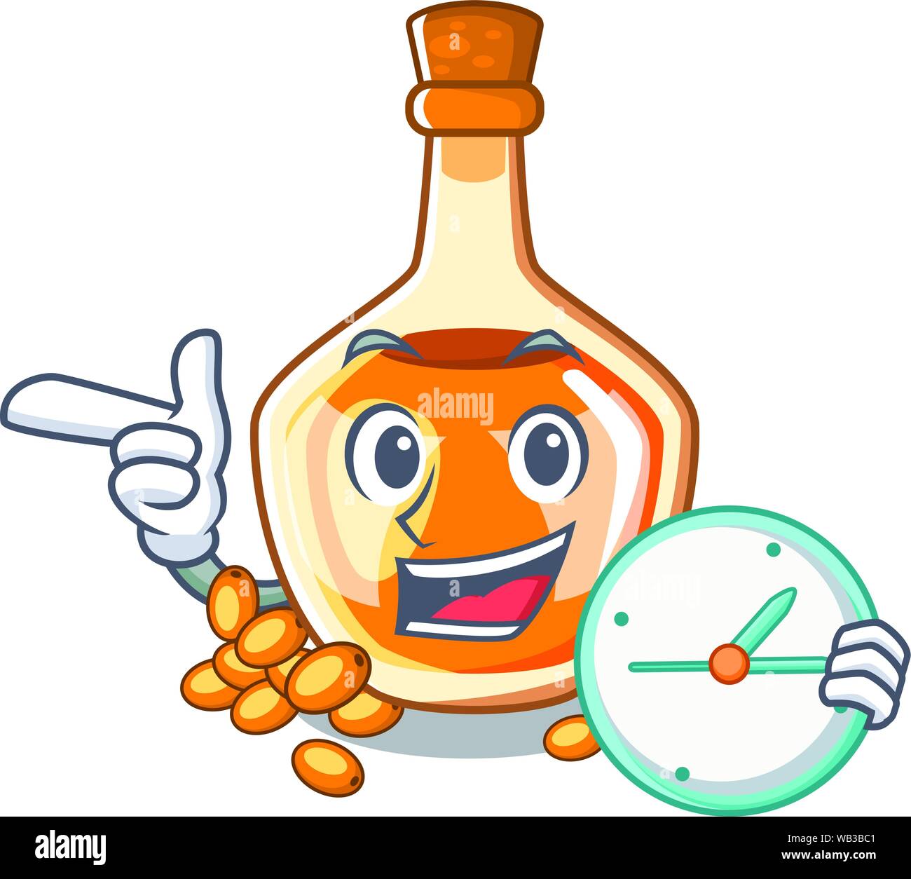 Avec l'huile d'argousier horloge isolé sur Mascot Illustration de Vecteur