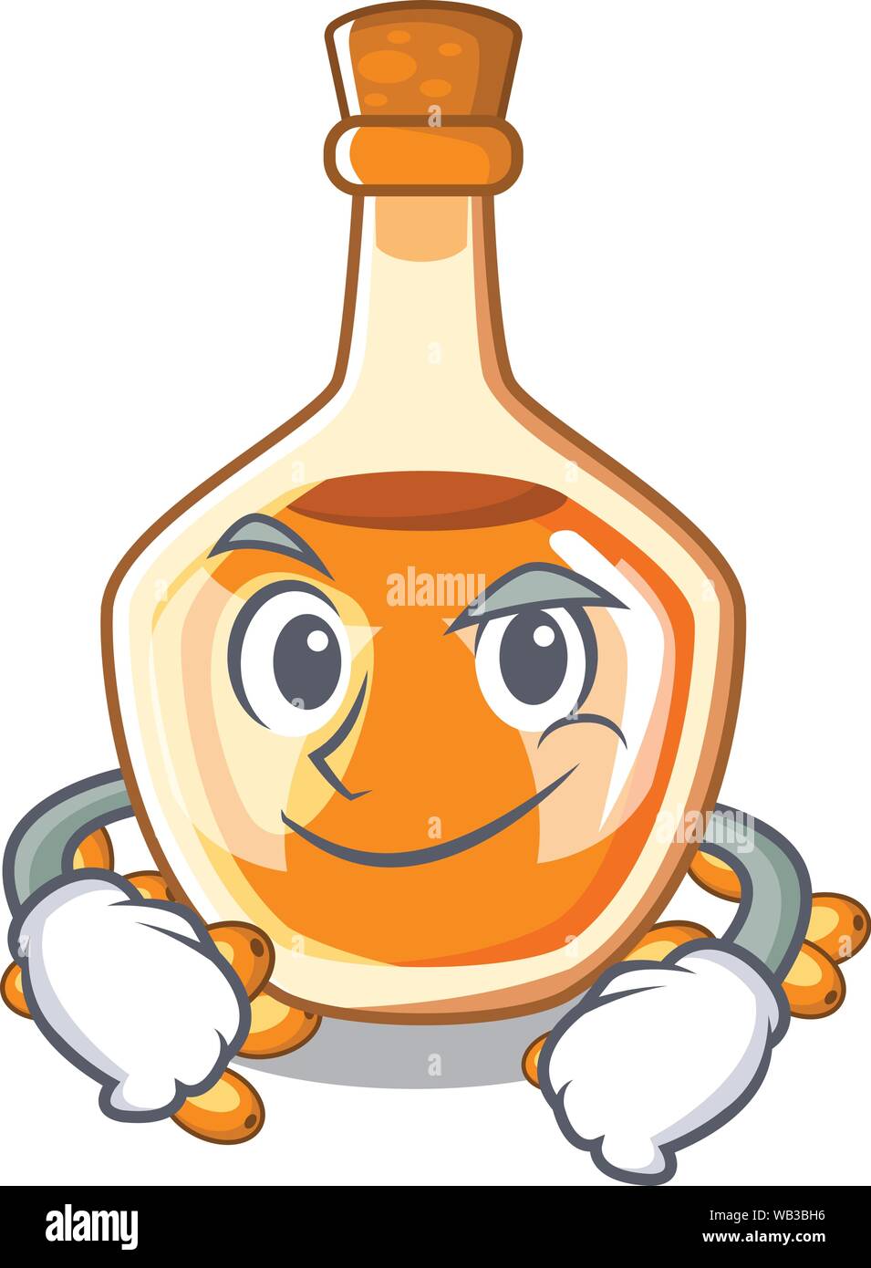 L'huile d'argousier souriant isolé sur Mascot Illustration de Vecteur