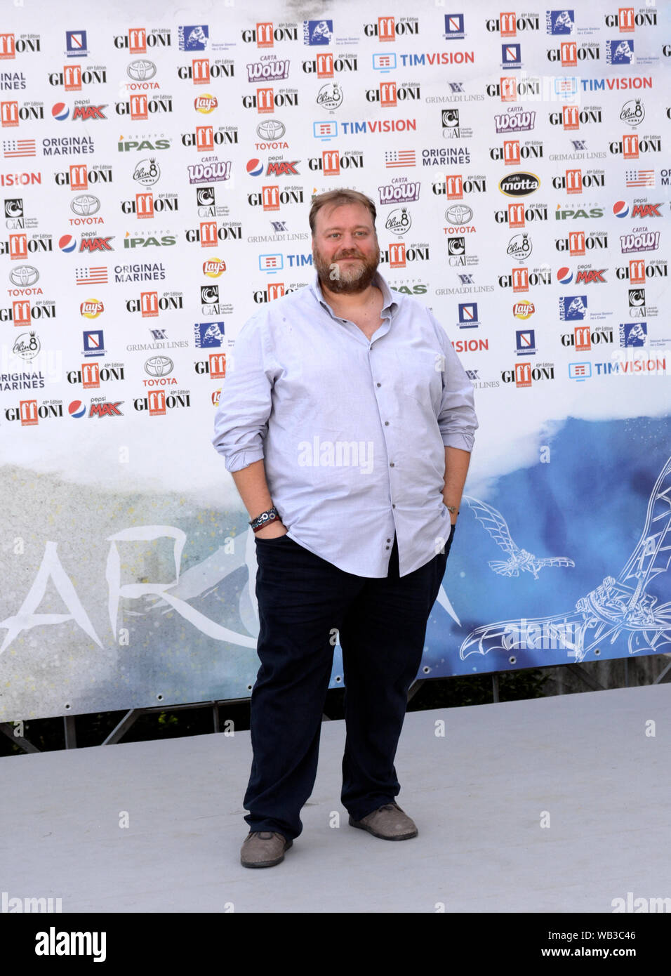 Giffoni, Sa, Italie - 24 juillet 2019 : Stefano Fresi à Giffoni Film Festival 2019 - le 24 juillet 2019 à Giffoni (Italie). Banque D'Images