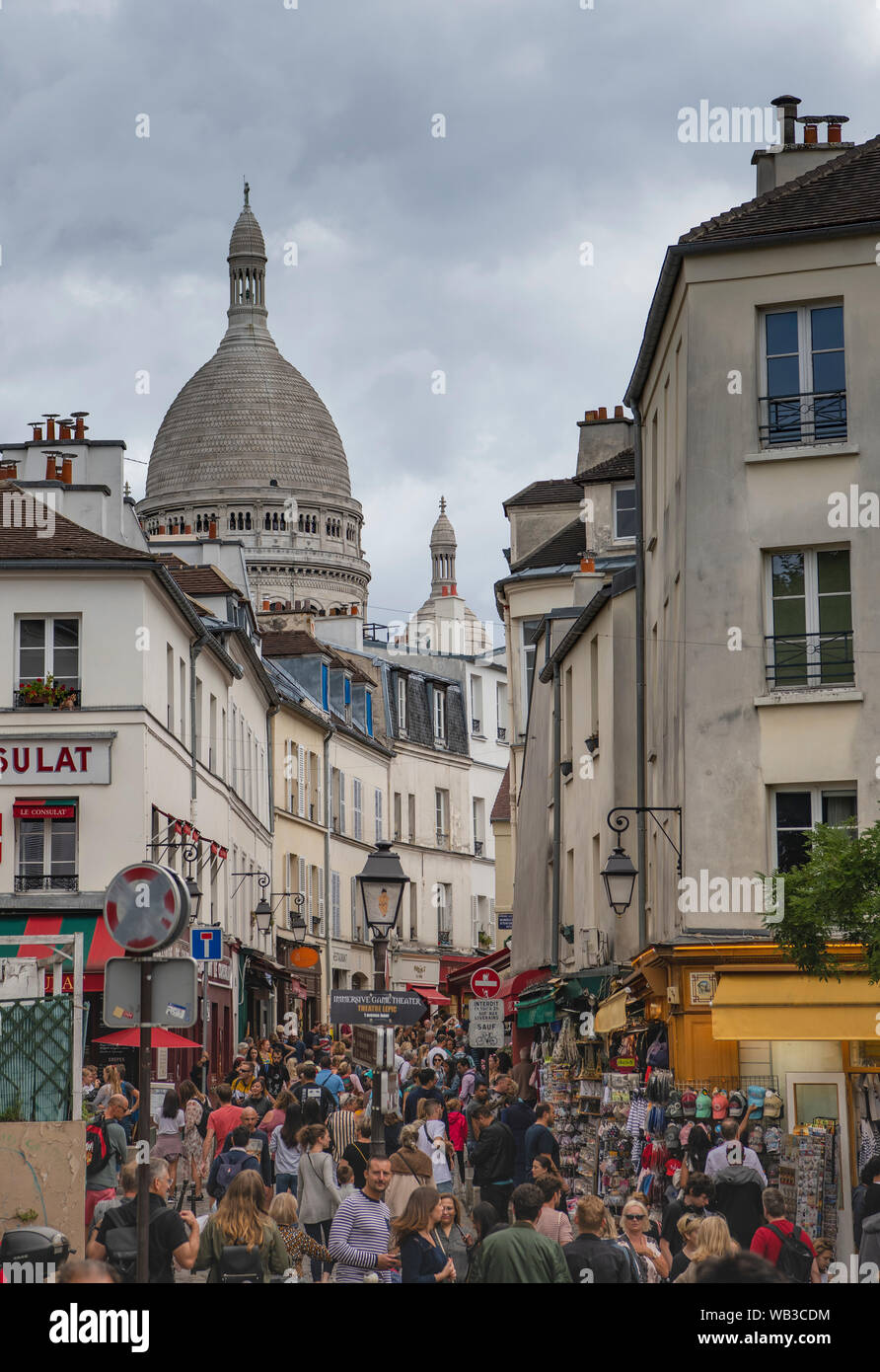 France, Paris, août, 16-2019, les touristes visitant Montmartre, Paris Banque D'Images