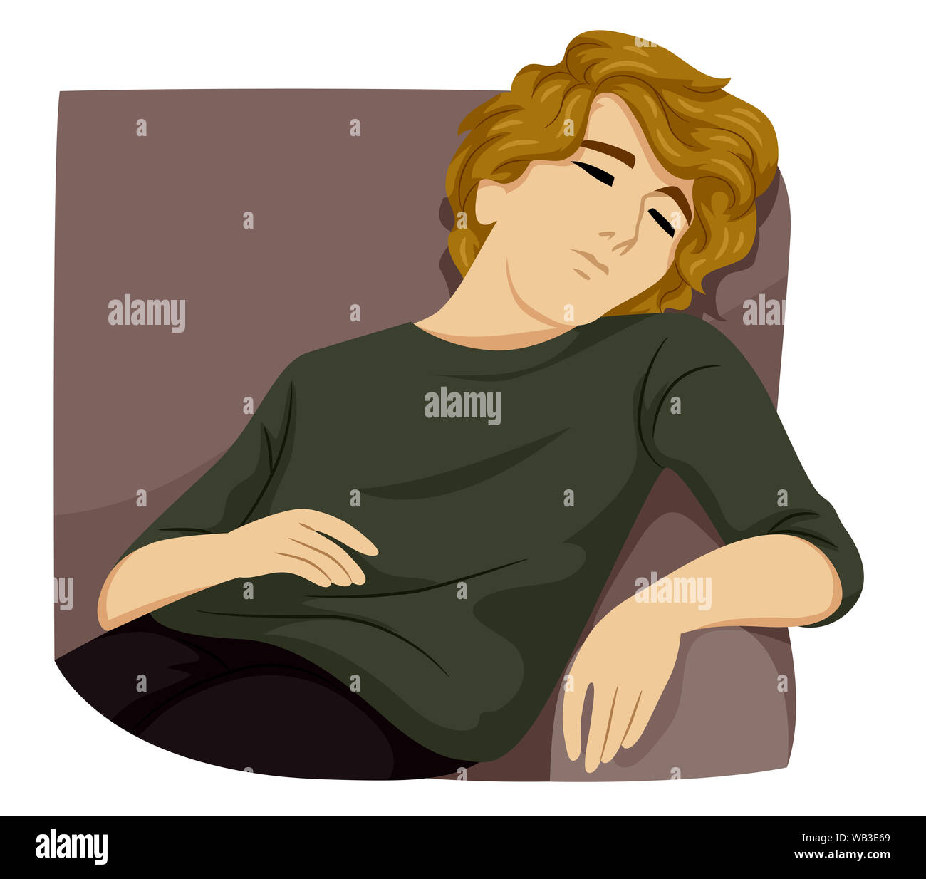 Illustration d'un Teenage Guy dormir dans le canapé. Prendre une sieste Banque D'Images