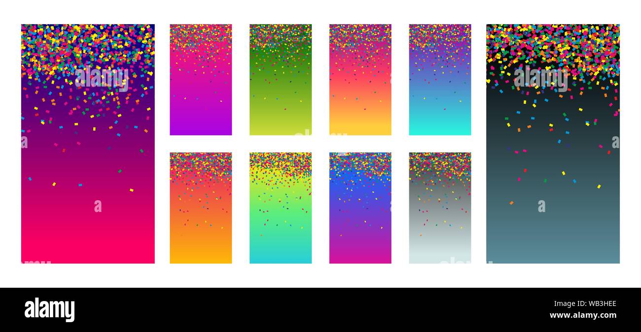 Couleur douce dégradé couleur moderne vecteur d'écran ux ui design palette pour mobile. Décor coloré et fluide dans des couleurs tendance avec des confettis lumineux. Illustration du vecteur d'événement festif Illustration de Vecteur